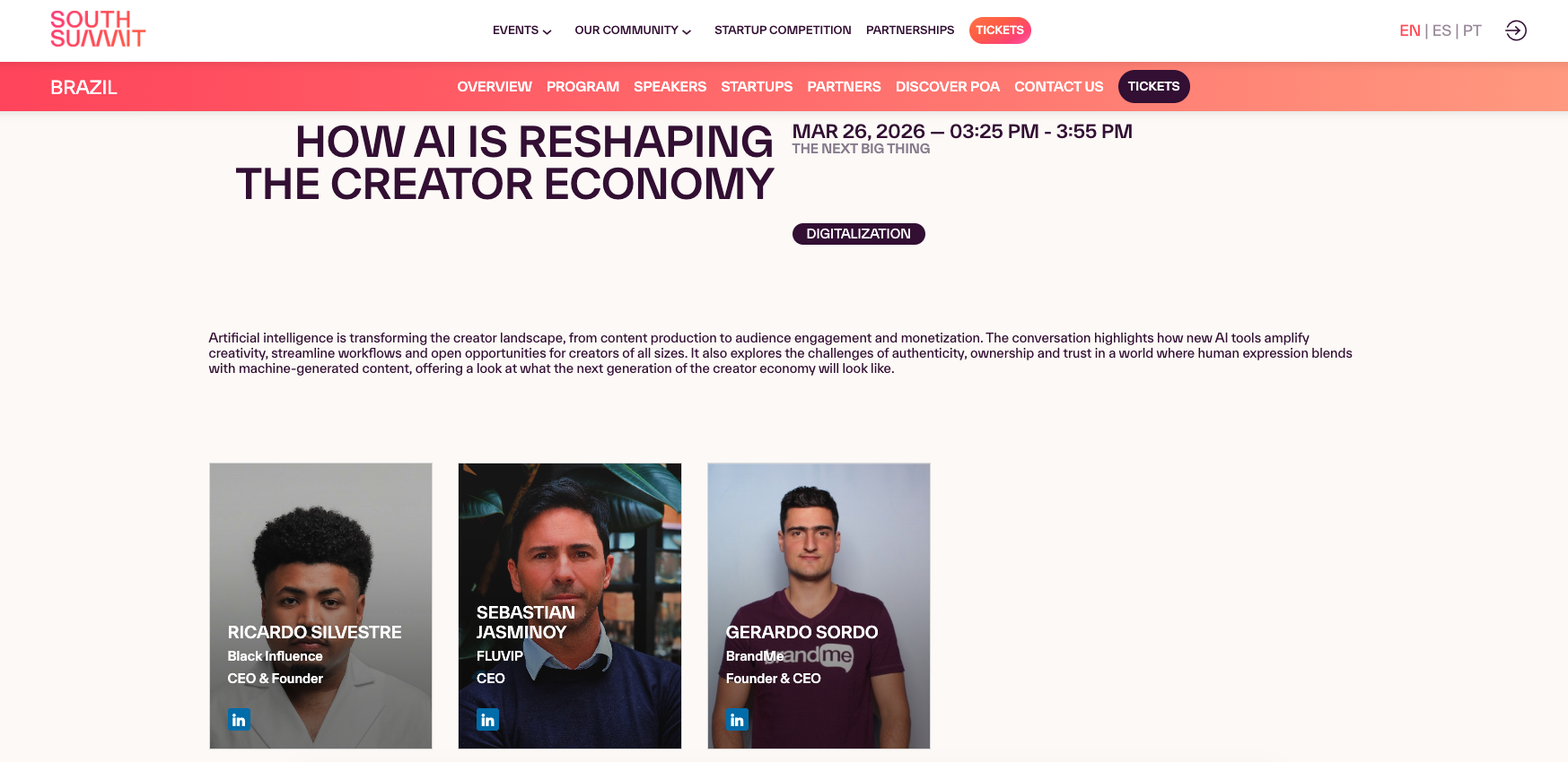 Gerardo Sordo será Speaker en South Summit Brazil 2026: Cómo la IA está transformando la Economía de los Creadores